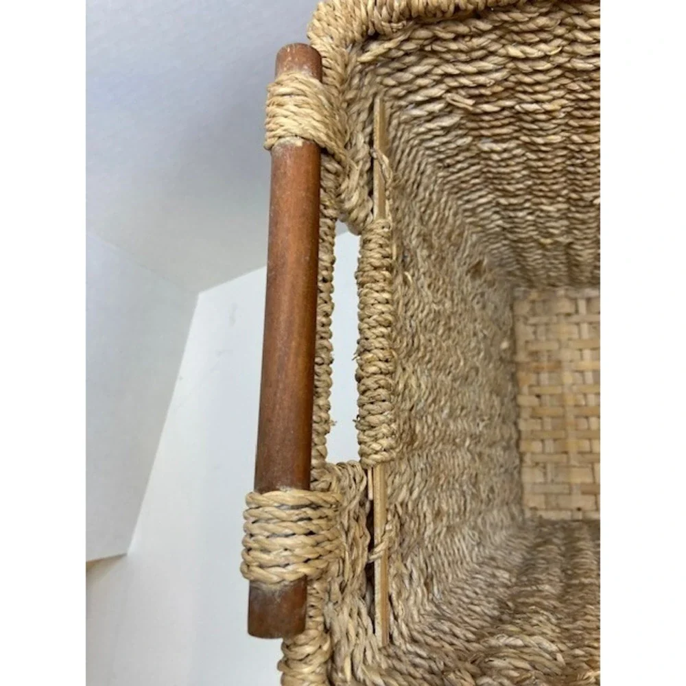 Boho‎ Natural Vintage Rush Weave Trash/Waste Paper Basket 11.5